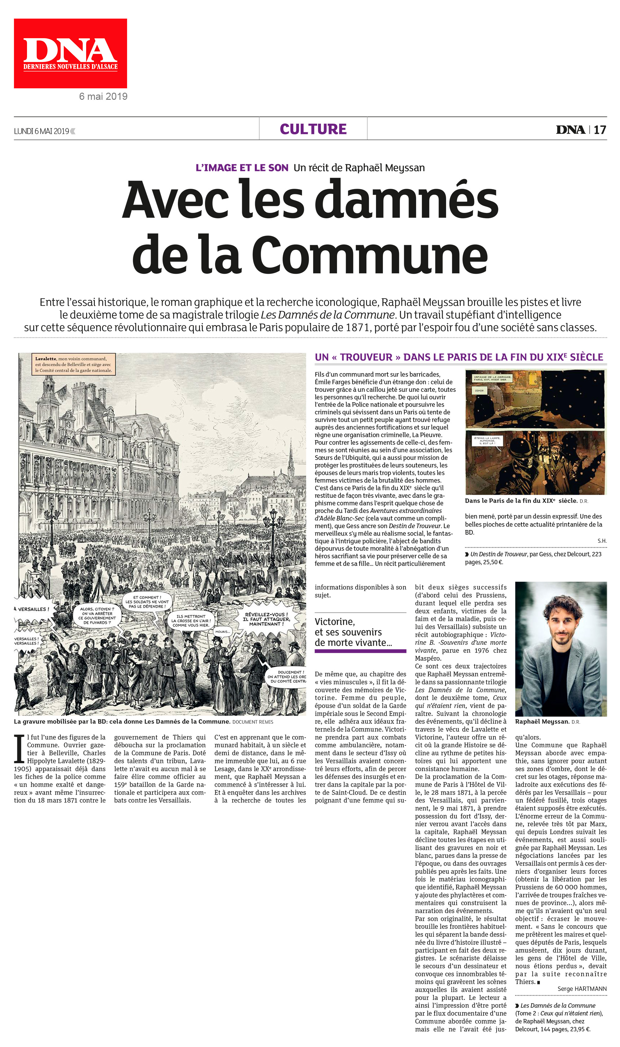{Les Damnés de la Commune} de Raphaël Meyssan dans {Les Dernières Nouvelles d'Alsace}.