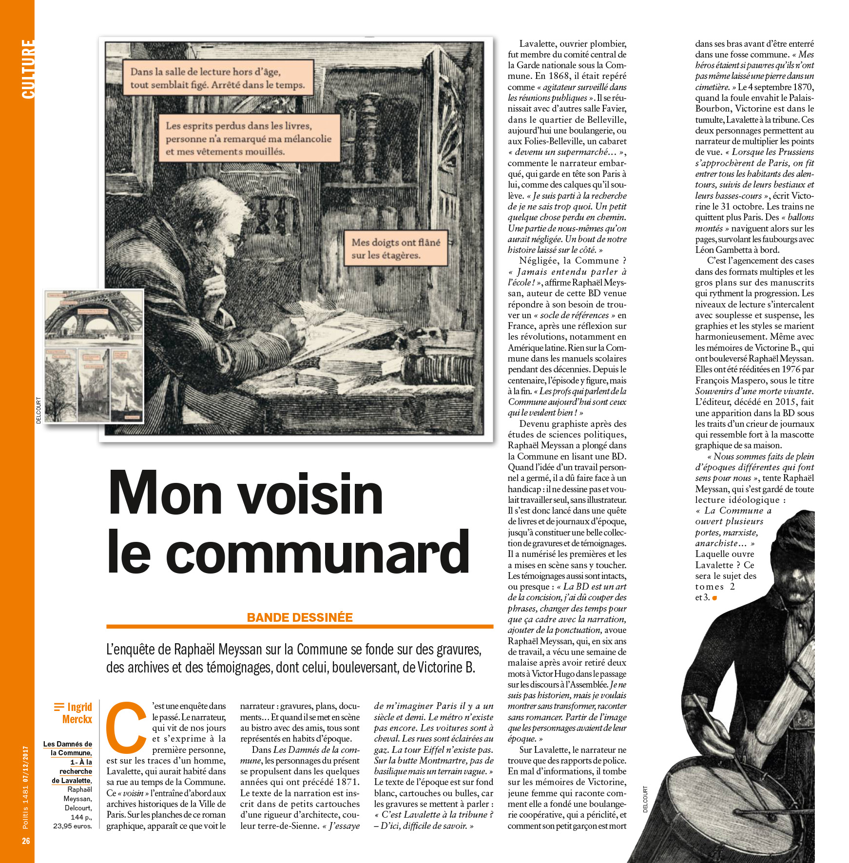 Article sur {Les Damnés de la Commune} de Raphaël Meyssan dans {Politis}.